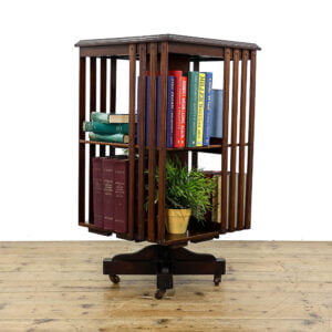 M-5556 Antique Edwardian Mahogany Revolving Bookcase Penderyn Antiques (1)