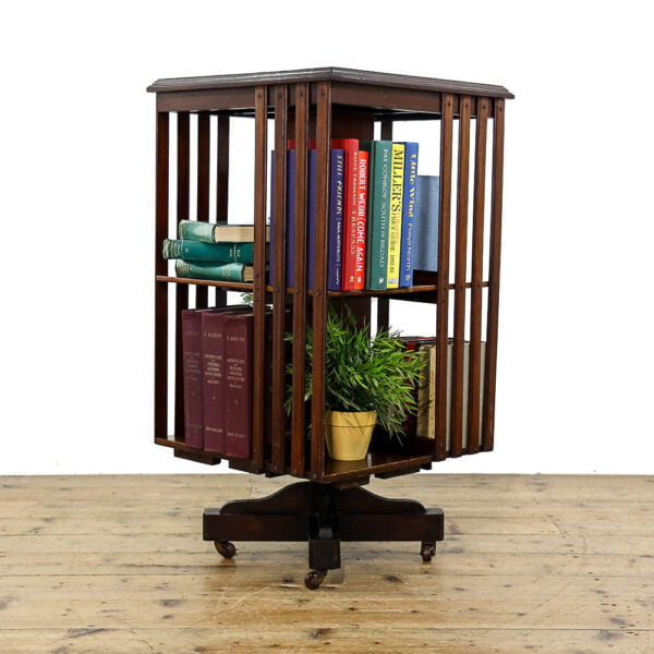 M-5556 Antique Edwardian Mahogany Revolving Bookcase Penderyn Antiques (1)