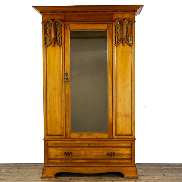 M-5563 Antique Edwardian Mirror Door Wardrobe Penderyn Antiques (1)