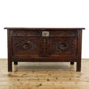 M-5596 Antique Late 17th Century Carved Oak Coffer Penderyn Antiques (4)