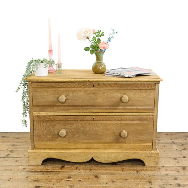 M-5569 Antique Pine Low Chest of Drawers Penderyn Antiques (1)