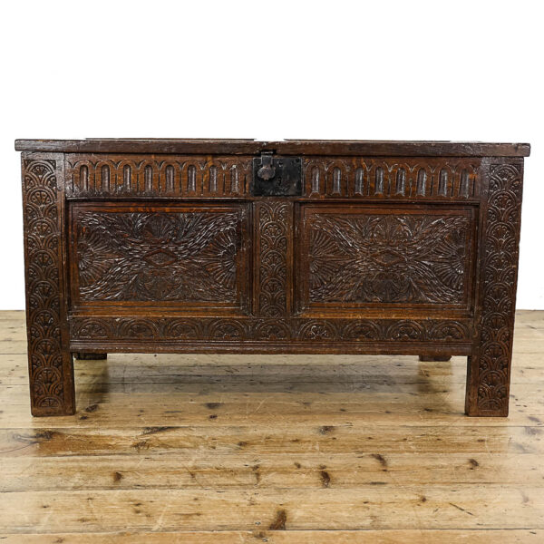 M-5592 Antique 17th Century Oak Coffer Penderyn Antiques (2)