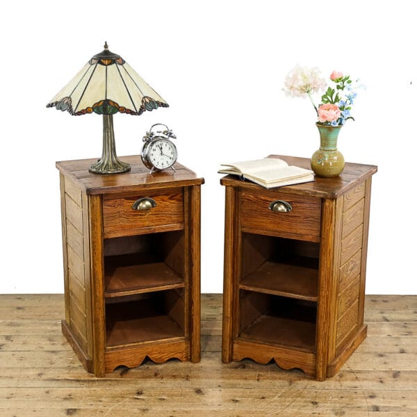 M-5632 Pair of Rustic Pine Bedside Cabinets Penderyn Antiques (1)