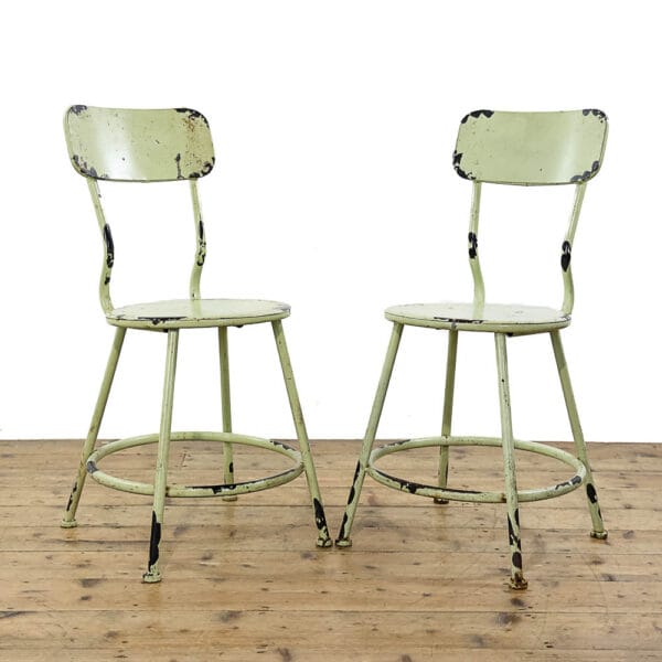 M-5640 Vintage Pair of Industrial Style Stools Penderyn Antiques (1)