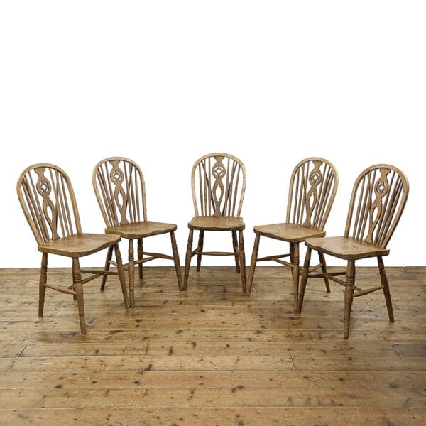 M-5653 Five Antique Pine Kitchen Chairs Penderyn Antiques (1)