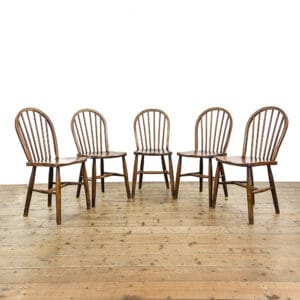 M-5666 Antique Set of Five Elm and Beech Wood Kitchen Chairs Penderyn Antiques 1