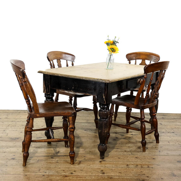 M-5671 Antique Victorian Pine Farmhouse Kitchen Table Penderyn Antiques (1)