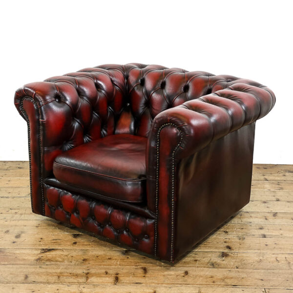 M-5699 Vintage Oxblood Red Leather Chesterfield Armchair Penderyn Antiques (1)