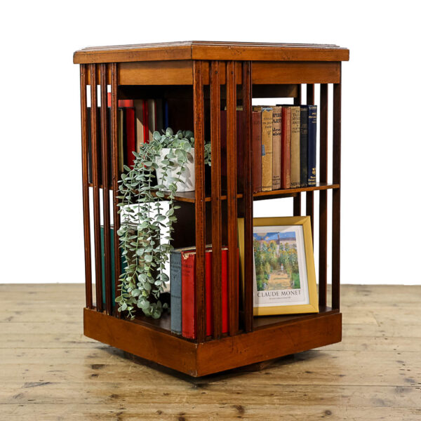 M-5656 Antique Edwardian Mahogany Revolving Bookcase Penderyn Antiques (1)