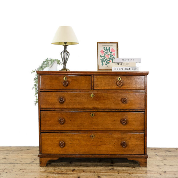 M-5672 Antique 19th Century Oak Chest of Drawers Penderyn Antiques (1)