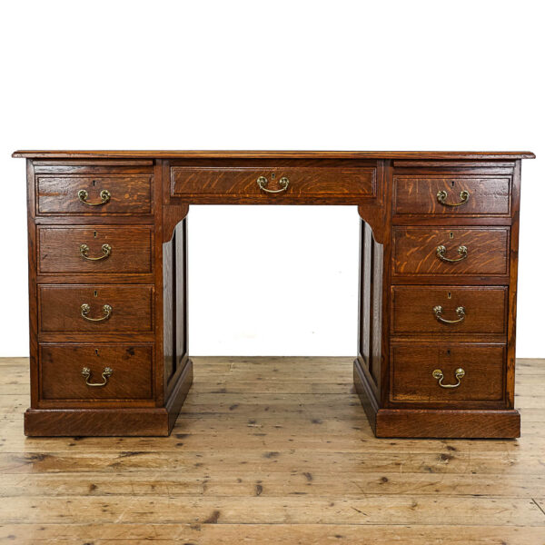 M-5696 Antique Edwardian Oak Pedestal Desk Penderyn Antiques (2)