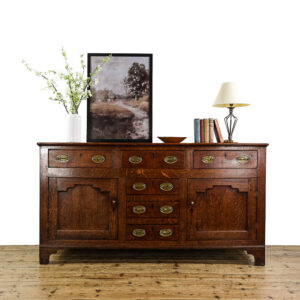 M-5715b Antique Early 19th Century Oak Welsh Dresser Base Penderyn Antiques (1)