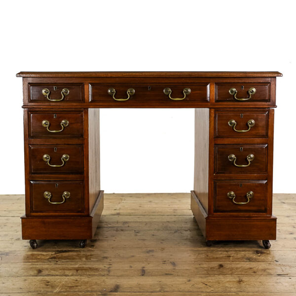 M-5723 Antique Early 20th Century Mahogany Pedestal Desk Penderyn Antiques (2)