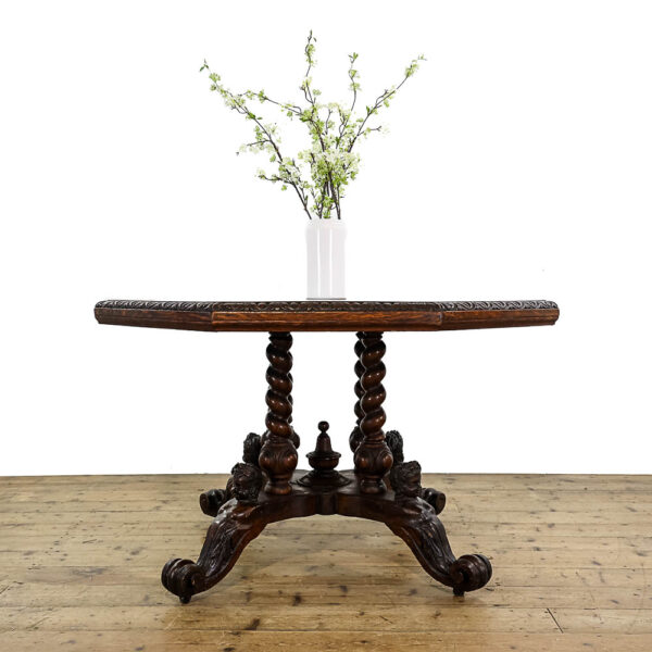 M-5749 Antique Victorian Oak Octagonal Table Penderyn Antiques (1)