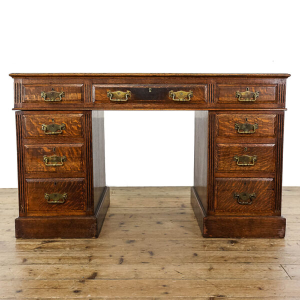 M-5755 Antique Victorian Oak Pedestal Desk Penderyn Antiques (2)