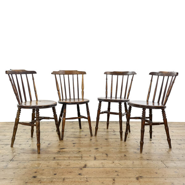 M-5741 Four Antique Beechwood Penny Kitchen Chairs Penderyn Antiques (1)