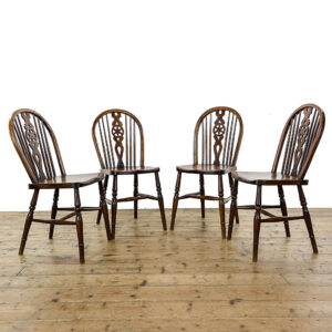 M-5768 Four Antique Ash and Elm Wheelback Chairs Penderyn Antiques (1)