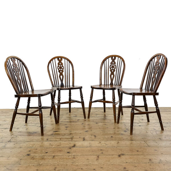 M-5768 Four Antique Ash and Elm Wheelback Chairs Penderyn Antiques (1)
