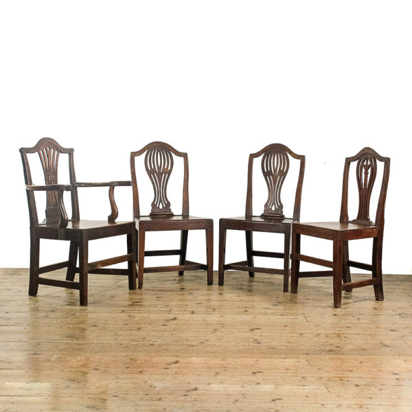 M-5264 Four Antique George III Welsh Oak Dining Chairs Penderyn Antiques (1)