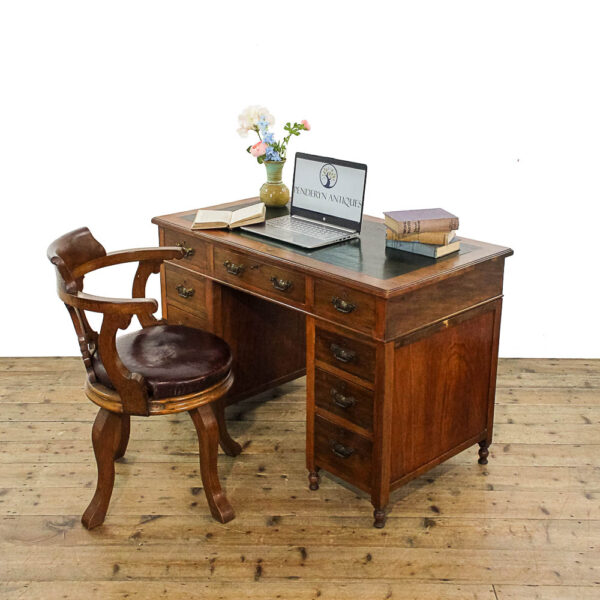 M-5758 Antique Late Victorian Walnut Pedestal Desk Penderyn Antiques (1)