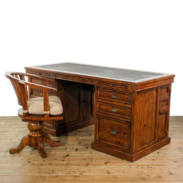 M-5778 Edwardian Style Pedestal Desk and Armchair Penderyn Antiques (1)