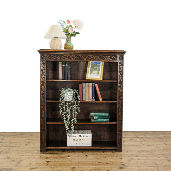 M-5789 Antique Victorian Carved Oak Bookcase Penderyn Antiques (1)