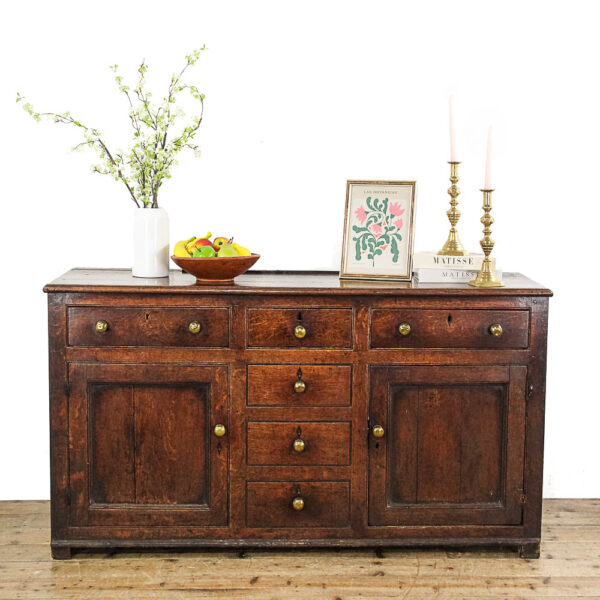 M-5797B Antique North Wales Oak Dresser Base (7)
