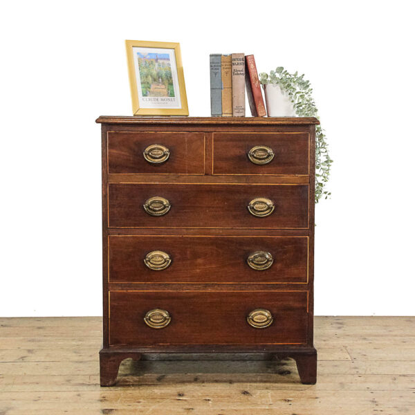 M-5824 Antique Georgian Oak Chest of Drawers Penderyn Antiques (1)