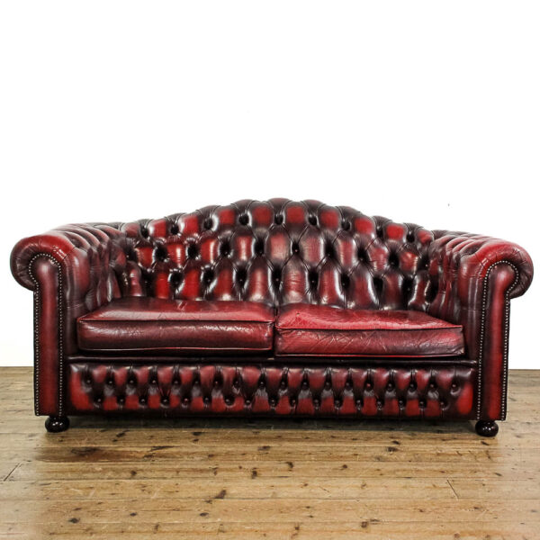 M-5830 Vintage Two Seater Oxblood Leather Chesterfield Sofa Penderyn Antiques (2)