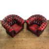 M-5831 Pair of Vintage Oxblood Chesterfield Armchairs Penderyn Antiques (2)