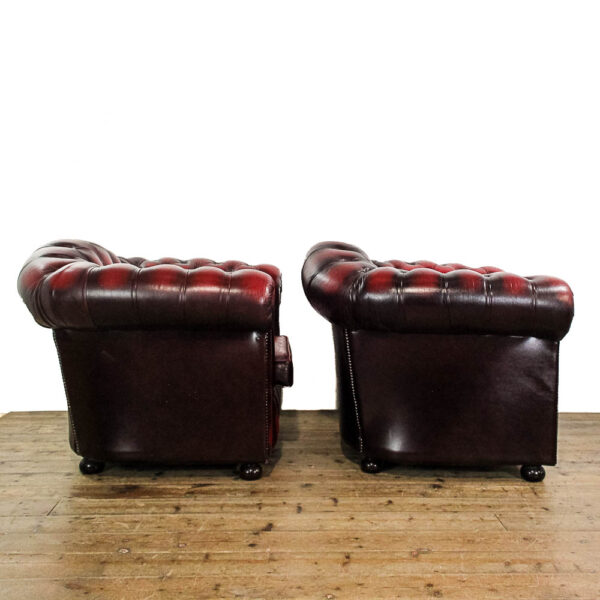 M-5831 Pair of Vintage Oxblood Chesterfield Armchairs Penderyn Antiques (4)