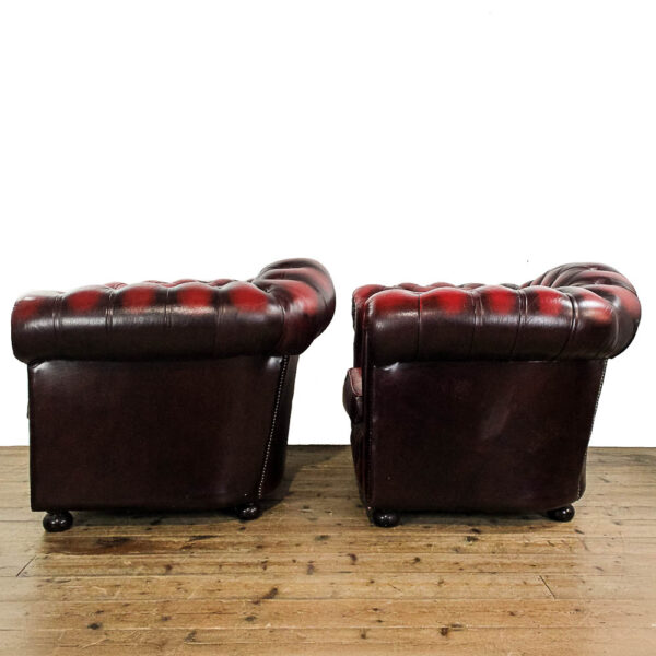 M-5831 Pair of Vintage Oxblood Chesterfield Armchairs Penderyn Antiques (6)