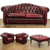 M-5833 Vintage Oxblood Leather Chesterfield Suite Penderyn Antiques