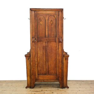 M-5780 Antique Early 20th Century Oak Hall Wardrobe Penderyn Antiques (1)