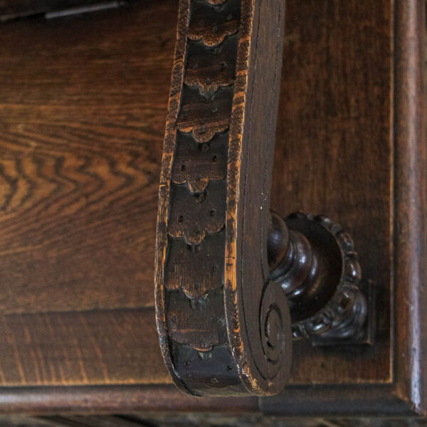M-5787 Antique Victorian Carved Oak Settle Penderyn Antiques (10)