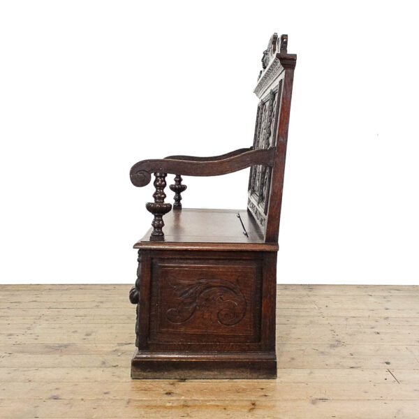M-5787 Antique Victorian Carved Oak Settle Penderyn Antiques (5)