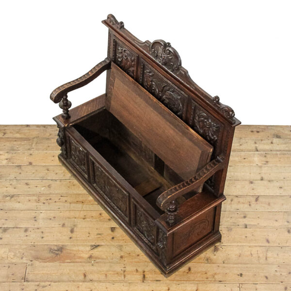 M-5787 Antique Victorian Carved Oak Settle Penderyn Antiques (6)