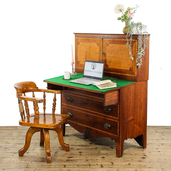 M-5809 Antique Walnut and Satinwood Writing Cabinet Penderyn ANtiques (1)