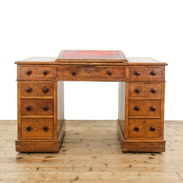 M-5849 Antique Victorian Oak Pedestal Desk Penderyn Antiques (1)