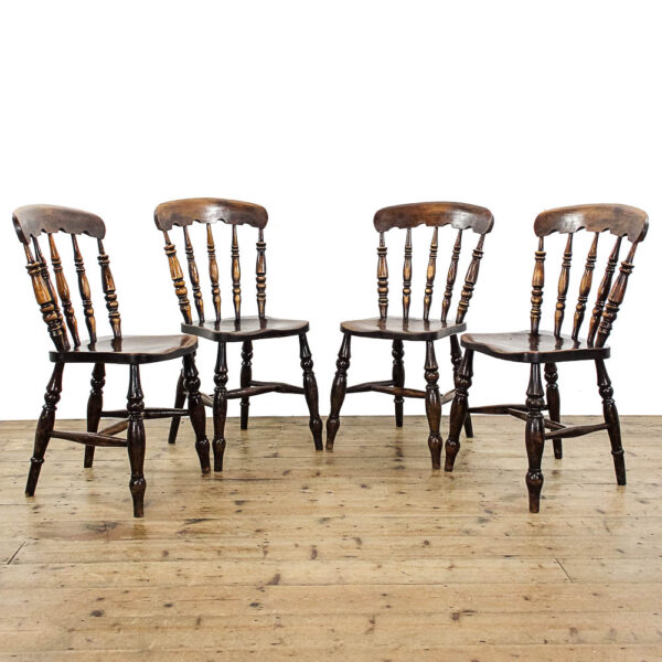 M-5860 Antique Four Beech and Elm Kitchen Chairs Penderyn Antiques (1)
