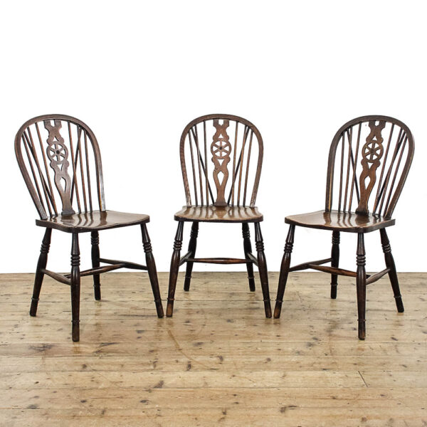 M-5877 Three Antique Wheelback Kitchen Chairs Penderyn Antiques (1)