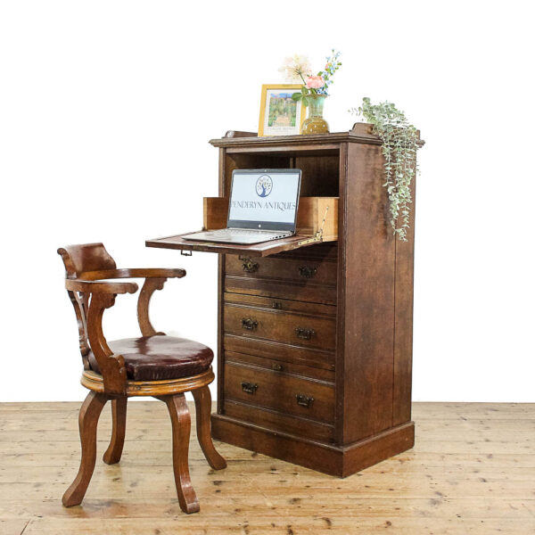 M-5901 Antique Late Victorian Oak Chest of Drawers Penderyn Antiques (1)