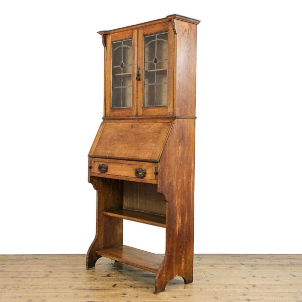 M-5902 Antique Edwardian Oak Arts and Crafts Bureau Bookcase Penderyn Antiques 1