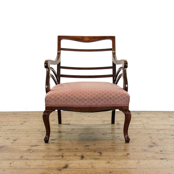 M-5907 Antique Edwardian Mahogany Upholstered Armchair Penderyn Antiques (2)