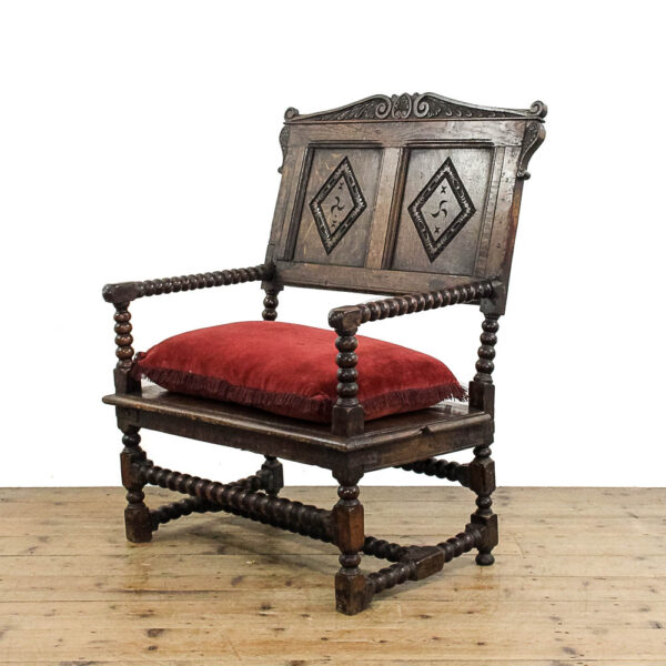 M-5911 Antique 18th Century Bobbin Oak Armchair Penderyn Antiques (1)