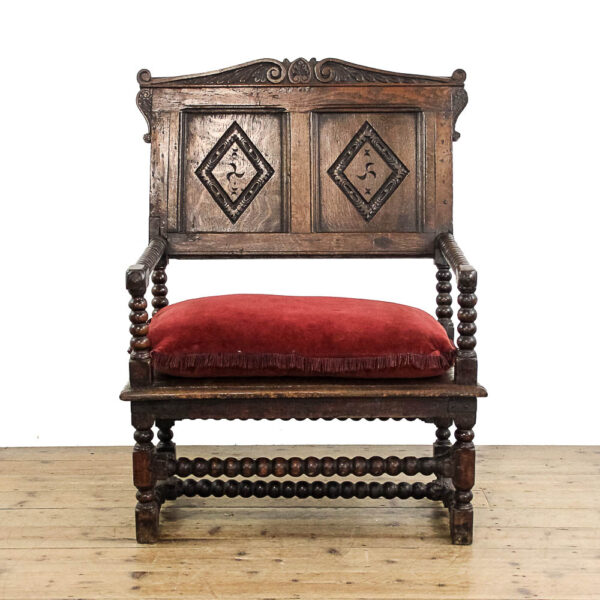 M-5911 Antique 18th Century Bobbin Oak Armchair Penderyn Antiques (2)