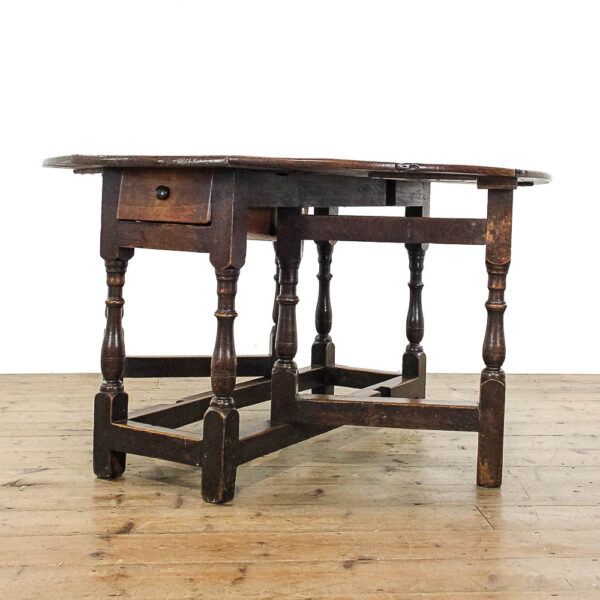M-5914 Antique 18th Century Oak and Elm Gate Leg Table Penderyn Antiques (1)