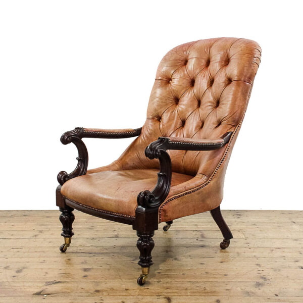 M-5948 Antique 19th Century Irish Leather Armchair Penderyn Antiques (1)