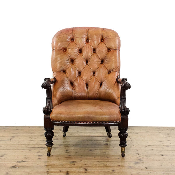 M-5948 Antique 19th Century Irish Leather Armchair Penderyn Antiques (2)
