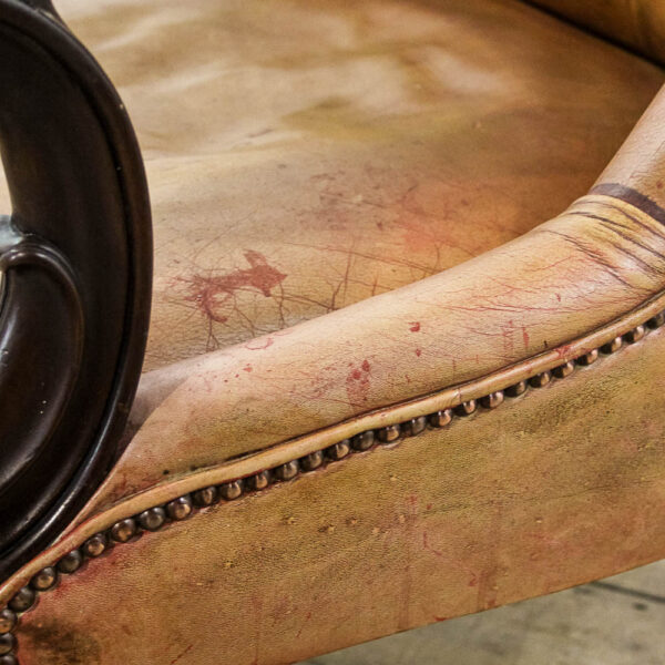 M-5948 Antique 19th Century Irish Leather Armchair Penderyn Antiques (9)